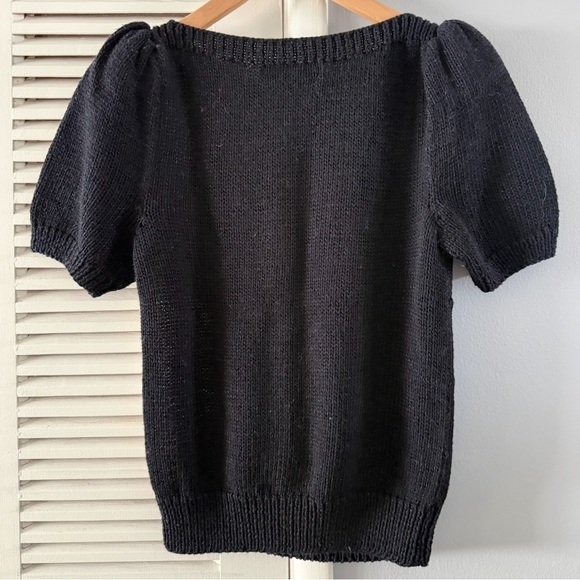 Vintage Nannell Hand Knitted angora rabbit hair/wool blend black white Sweater S - Picture 2 of 5